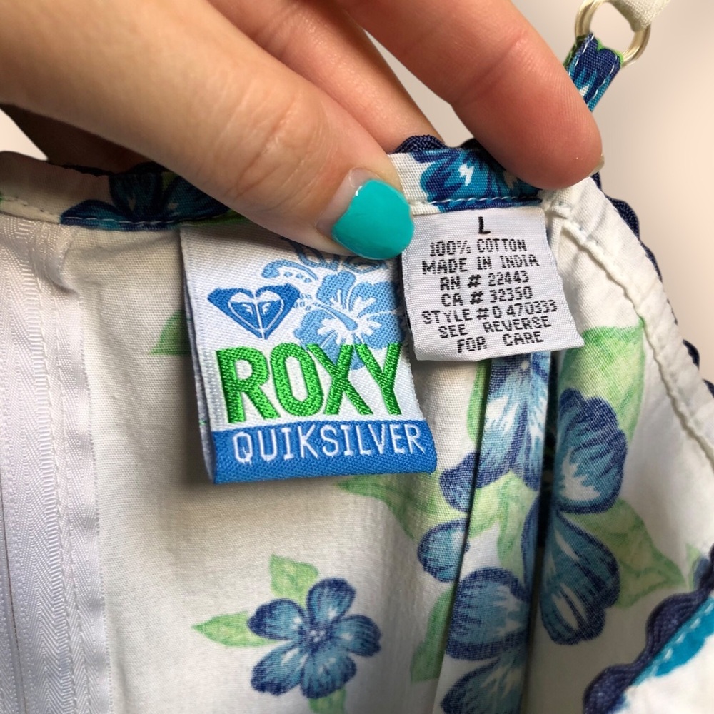 Vintage 90s Y2K ROXY Quiksilver Hawaiian Floral Print Summer Dress Women Large - Picture 10 of 10
